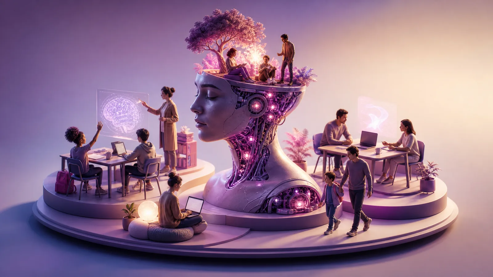 Ilustração: Impacto da IA na sociedade: o que muda no trabalho, na escola e na vida